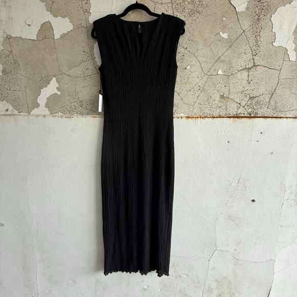 ASTR Midi Dress Black Pleated Sleeveless Bodycon Cocktail Party Pencil NWT Small - Picture 9 of 10
